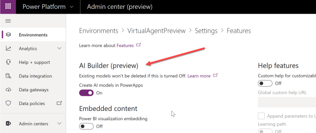 Enabling AI Builder in the Power Platform Admin Centre